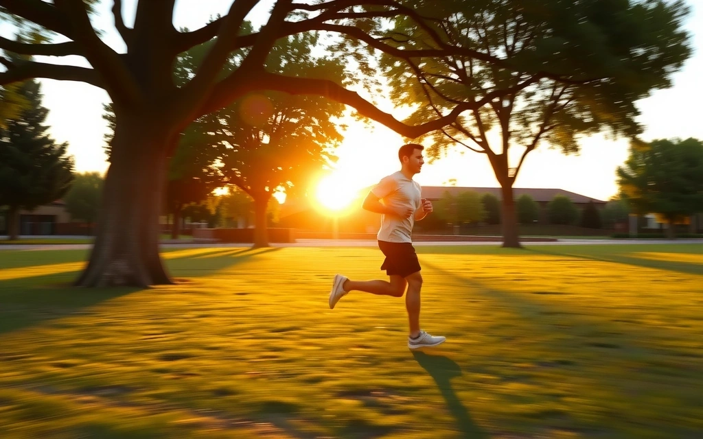 Persona che fa jogging in un parco mostrando vitalità