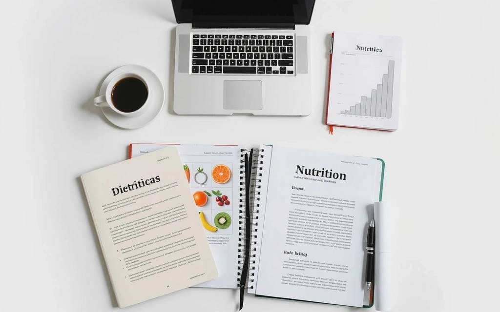 Immagine di libri scientifici e appunti, simbolo di ricerca e aggiornamento in nutrizione