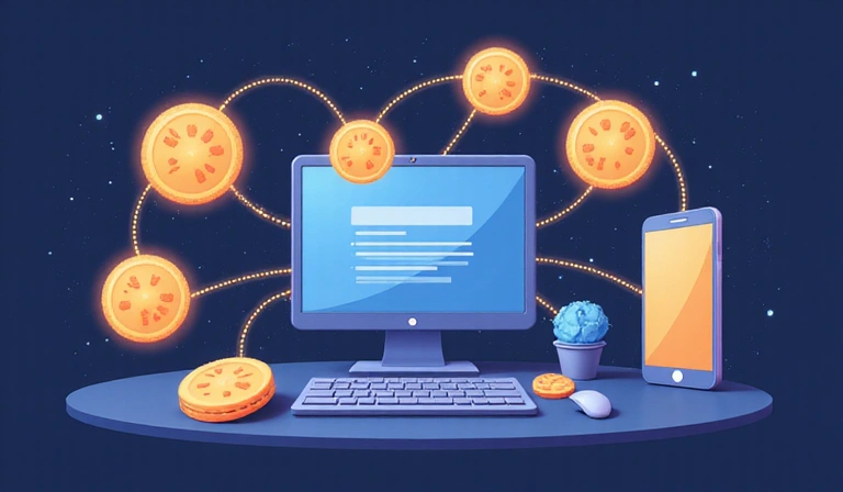 Illustration of digital cookies and web browsing