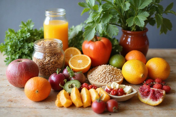 A vibrant, modern image representing health, fresh food, and well-being, with no text.